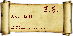 Bader Emil névjegykártya