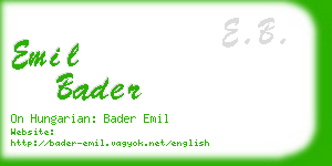 emil bader business card